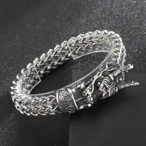 Fongten Dragon Bracelets For Men Stainless Steel Braided Mesh Link Chain Viking Wrist Male Gold Color Bangles Jewelry Gifts