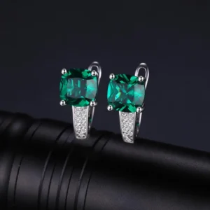 JewelryPalace Simulated Green Emerald Created Ruby Sapphire 925 Sterling Silver Hoop Earrings for Women Gemstones Huggie Earings