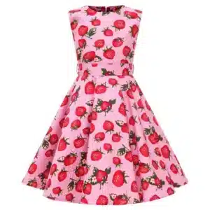 Polka Dot Vintage Kids 1950s Swing Dress Flower Floral Midi Dress Cotton Summer Dress Baby Girl