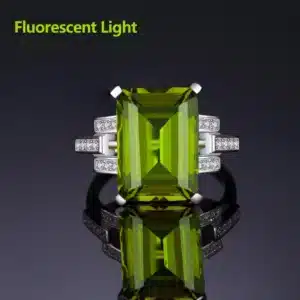 JewelryPalace Huge 6ct Emerald Cut Simulated Color Change Diaspore Open Adjustable Cocktail Ring 925 Sterling Silver