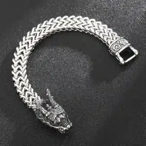 Fongten Dragon Bracelets For Men Stainless Steel Braided Mesh Link Chain Viking Wrist Male Gold Color Bangles Jewelry Gifts