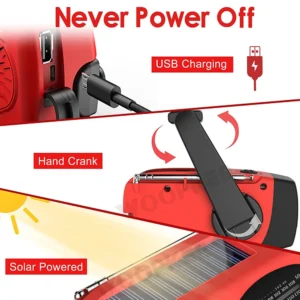 Woopker E01 Emergency Radio Hand Crank Solar USB FM/ AM/ NOAA WB Weather Radios LED Flashlight 2000mAh Power Bank