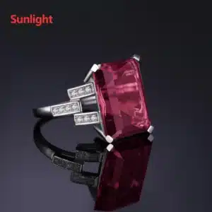 JewelryPalace Huge 6ct Emerald Cut Simulated Color Change Diaspore Open Adjustable Cocktail Ring 925 Sterling Silver