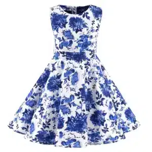 Polka Dot Vintage Kids 1950s Swing Dress Flower Floral Midi Dress Cotton Summer Dress Baby Girl