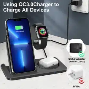 3 in 1 Wireless Charger for iPhone 14 13 12 11 8 X XS XR Apple Watch 8 7 Airpods Pro Fast Charging Stand For Samsung S22 S21