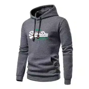 2024 new sports elastic hooded drawstring men's casual sports sweatshirt men's casual pull pattern sweatshirt for men