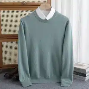 New 100% Pure Wool Sweater Men's Autumn Winter O-Neck Pullovers Business Casual Base Shirt Knit High-Grade Warm Male Jumper