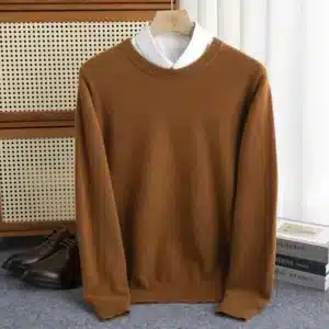 New 100% Pure Wool Sweater Men's Autumn Winter O-Neck Pullovers Business Casual Base Shirt Knit High-Grade Warm Male Jumper