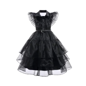 Wednesday Cosplay For Girl Costume Movie Addams Carnival Halloween Black Events Dress For Kids Girls Party Dresses Vestido 4-12Y