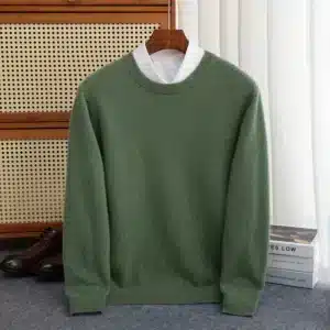 New 100% Pure Wool Sweater Men's Autumn Winter O-Neck Pullovers Business Casual Base Shirt Knit High-Grade Warm Male Jumper