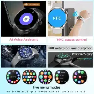 2024 NFC Smartwatch Women AMOLED HD Screen Bluetooth Call Blood Sugar Health Watches IP68 Waterproof Smart Watch For Android IOS