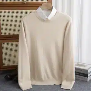 New 100% Pure Wool Sweater Men's Autumn Winter O-Neck Pullovers Business Casual Base Shirt Knit High-Grade Warm Male Jumper