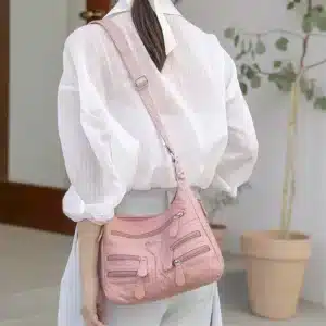 Small Soft Shoulder Bag Casual Women Bag Wash White Leather Crossbody Adjustable Multi-pocket Ladies Pocket Bolsa De Ombro New