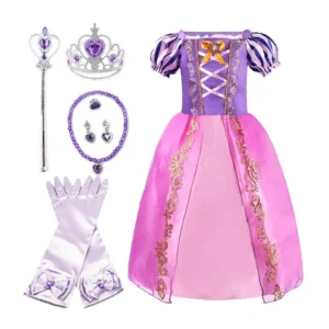 Rapunzel Dress for Girls Cinderella Belle Dress Up Fantasy Children Birthday Party Princess Costume Kids Halloween Clothes