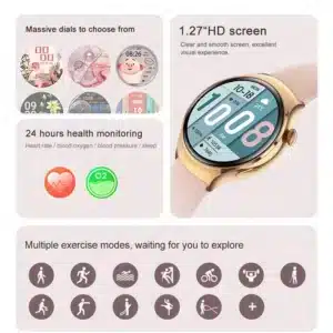 For Huawei GT4 Mini NFC Smart Watch Women GPS Tracker 1.27inch AMOLED Screen Blood Sugar Bluetooth Call Lady Smartwatch 2024 New