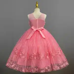 Yoliyolei Long Flower Girl Evening Dress 3 To 10 Years Birthday Princess Baby Kids Girls Clothes Embroidery Lace Bow Ball Gown