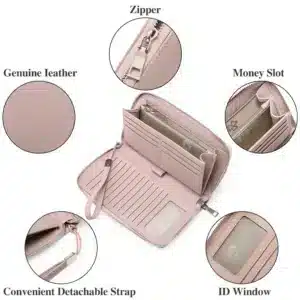 Fashion Women Zipper Coin & Cell Phone Pocket Female Wallet RFID Card Holder Ladies Clutch Purse High Quality Handbag