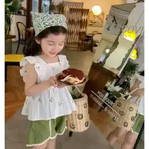 MILANCEL Summer Girls Clothing Set Embroidery Floral Tee And Shorts Girls Clothes Set Kids Outfit