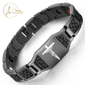 New in Men's Therapeutic Magnetic Bracelet Stainless Steel Black Jewelry Accessories with magnet Germanium Charms Gifts