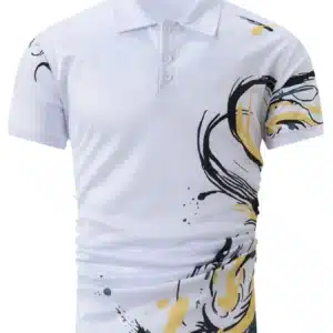 Summer Men Short Sleeve Polo Shirt Colored Drawing Printed Casual T-Shirt Lapel Button Fashion Tops Funny Men Clothing