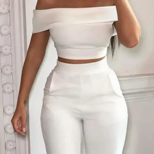 2024 Spring Fashion Two Piece Set Women Casual Solid Slim Short High Waist Long Pants Office Lady Suits Summer Clothes for Women