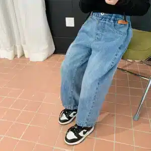 2024 Autumn Kids loose jeans Boys Girls fashion casual denim pants Children all-match denim Trousers 1-8Years