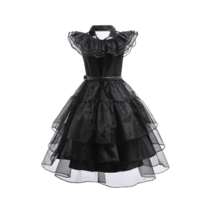 Wednesday Cosplay For Girl Costume Movie Addams Carnival Halloween Black Events Dress For Kids Girls Party Dresses Vestido 4-12Y