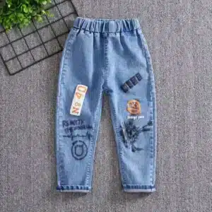 Kids Girls Denim Jeans Pants Spring Autumn Trousers Elastic Waistband Tassel Hem Bell-bottom Style Long Pants 90-130