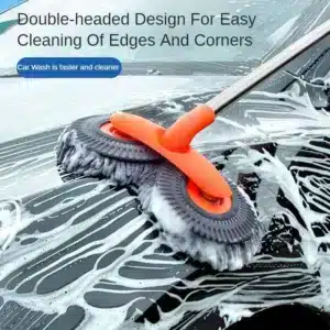 Auto Supplies Car Wash Mop Rotating Roof Window Cleaning Maintenance Three-Section Telescopic Double Brush Head Auto Accessories