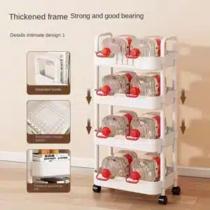 2/3/4/5Tier Mobile Storage Racks Organizer Trolley Bookshelf Storage Kitchen&Bathroom Storage Rack Trolley Shelf Slide Organizer