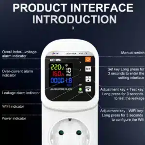 Tuya WiFi Adjustable Voltage and Current Protector Socket Digital Display Multifunctional Refrigerator Protective Socket