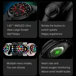 For Xiaomi New Smartwatch 1.43 Inch Full Screen Bluetooth Call Heart Rate Sleep Monitor Sports Models Smart Watch For Men Women