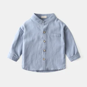 2024 Autumn 2-7Y Babies Boys Shirts Cotton Single Breasted Long Sleeve Little Boys Tops Solid Candy Color Children Boys Coats