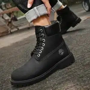 Boots Men High Top Boots Men's Leather Shoes Winter Fashion Plush Warm Shoes Outdoor Sneakers Lace Up Non-Slip Ankle Boots Male