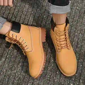 Boots Men High Top Boots Men's Leather Shoes Winter Fashion Plush Warm Shoes Outdoor Sneakers Lace Up Non-Slip Ankle Boots Male