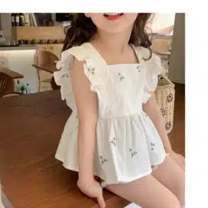 MILANCEL Summer Girls Clothing Set Embroidery Floral Tee And Shorts Girls Clothes Set Kids Outfit