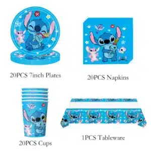 Disney Stitch Birthday Party Decoration Lilo And Stitch Theme Tableware Set Cup Plate Angle Balloon Supplies For Kids Boy Girls