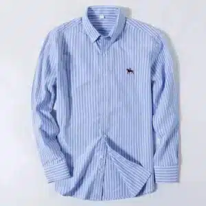 S-6XL Oxford Shirts for Men Long Sleeve Pure Cotton Solid Stripe Leisure Embroidered Horse Streetwear Business Plain Office 6XL