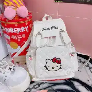 Sanrio Hello Kitty Bags Y2K Millennium Girl PU Luxury Backpack Women Cartoon Embroidery Aesthetic Shoulder Bag Fashion Backpacks