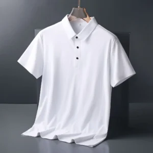 Ice Silk Traceless T-shirt Men's Light Business Solid Color Half Sleeve Top Silk Smooth Breathable Traceless POLO Shirt