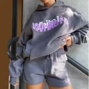 2024 New Letter Print Women's Hoodies Shorts 2 Piece Set Oversized Sweatshirts Pullover Tops Loose Fitting Hoodie Tracksuit