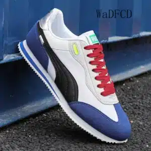 Retro Running Sneakers Plus Size 45 Men Casual Shoes Fashion Leather Canvas Breathable Height Increased Platform Board Shoes