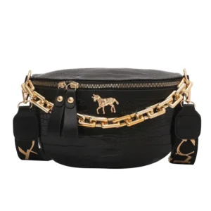 Thick Chain Women's Waist Bag Fanny Pack Fashion Shoulder Crossbody Chest Bags Female Belt Bag Crocodile Shoulder Bag