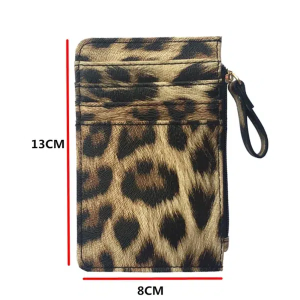 New Leopard Pattern Leather Slim Card Wallet For Women & Men Small Zipper Coin Purse Business Credit Card Holder Bag Nice Gifts - Image 6