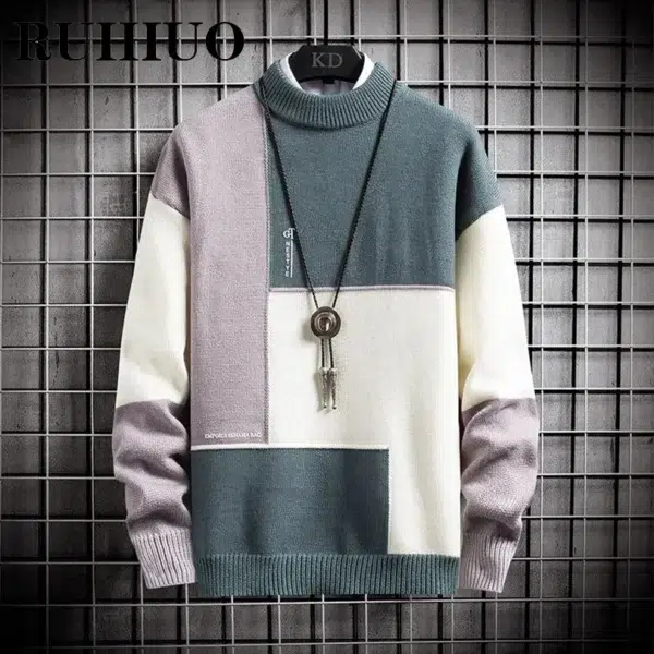 Korean Sweater Men Clothing Korean Fashion Men Sweater Pullover Vintage Clothes Hip Hop Knitwear 2XL 2024 New Arrivals - Image 3