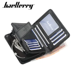 New Business Men Wallets Zipper Card Holder High Quality Male Purse New PU Leather Vintage Coin Holder Men Wallets