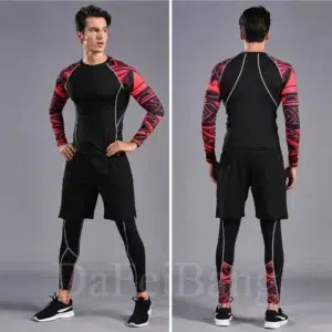 Men's Sports Suit MMA Running Quick-Drying Sportswear Compression Suit Fitness Training 3-Piece Sports Tights