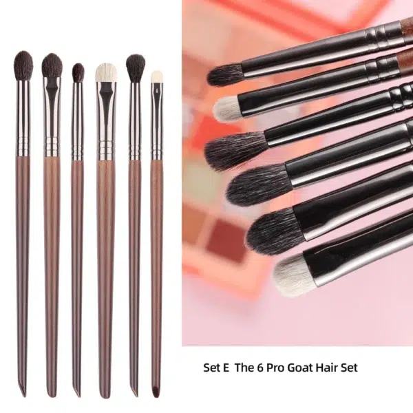 OVW Cosmetic 2/6 pcs Makeup Eye Shadow Brush Set Goat Hair Tool Ultra Soft Make Up Tapered Blender Diffuse Kit Cut Crease Brush - Image 3