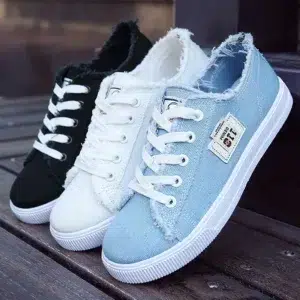 Girls Canvas Sneaker Shoes Spring Blue Black Lace Up Unisex Light Soft Vulcanized Shoes Fashion Women Canvas Shoes Plus Size