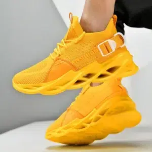 Yellow Mesh Breathable Running Sport Shoes Sneakers Men Light Soft Thick Sole Hole Couple Shoes Athletic Sneakers Women Shoes